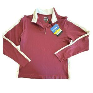 Adidas Womens Size Large ClimaWarm CoolMax 1/4 Zip Mock Top Purple Golf NWT